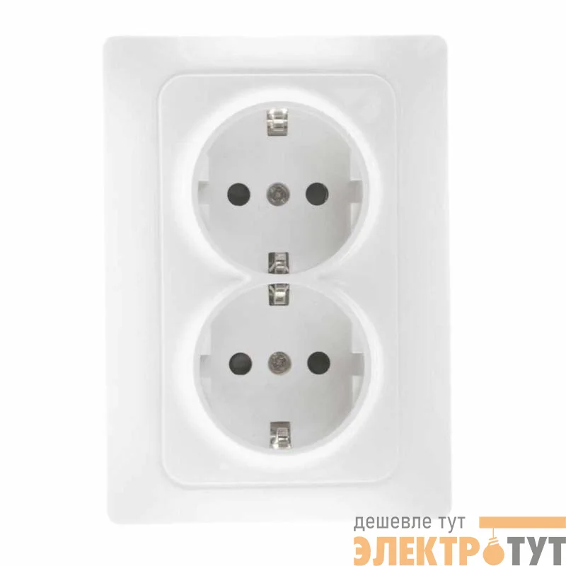 Розетка 2-м СП Bravo 16А 250В с заземл. защ. шторки механизм бел. GUSI С10Р6-001