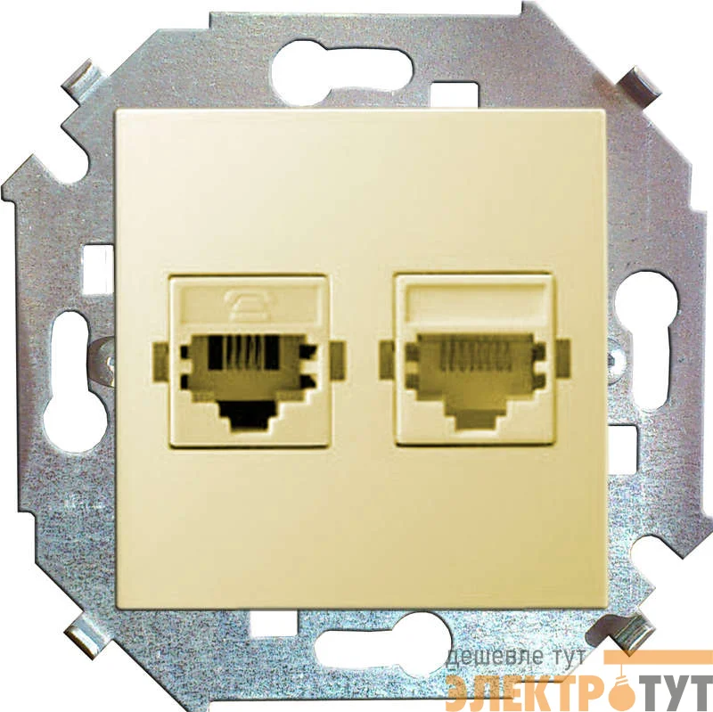 Механизм розетки комп. СП Simon15 2мод. RJ45 + RJ45 сл. кость Simon 1591593-031