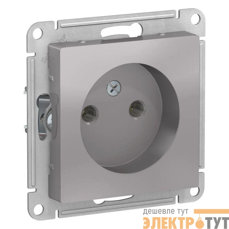 Розетка 1-м СП AtlasDesign 16А IP20 без заземл. без защ. шторок механизм алюм. SE ATN000341