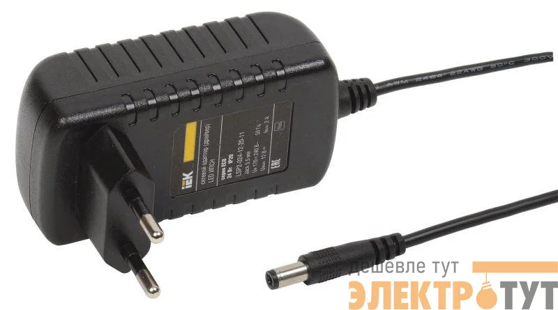 Драйвер LED ИПСН ECO 3528 24Вт 12В адаптер-JacK 5.5мм IP20 IEK LSP2-024-12-20-11