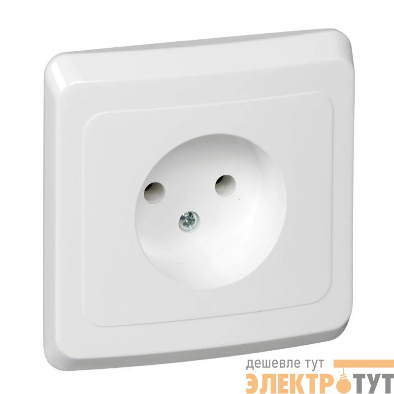 Розетка 1-м СП Этюд 16А IP20 250В без заземл. без защ. шторок бел. SE PC16-001B