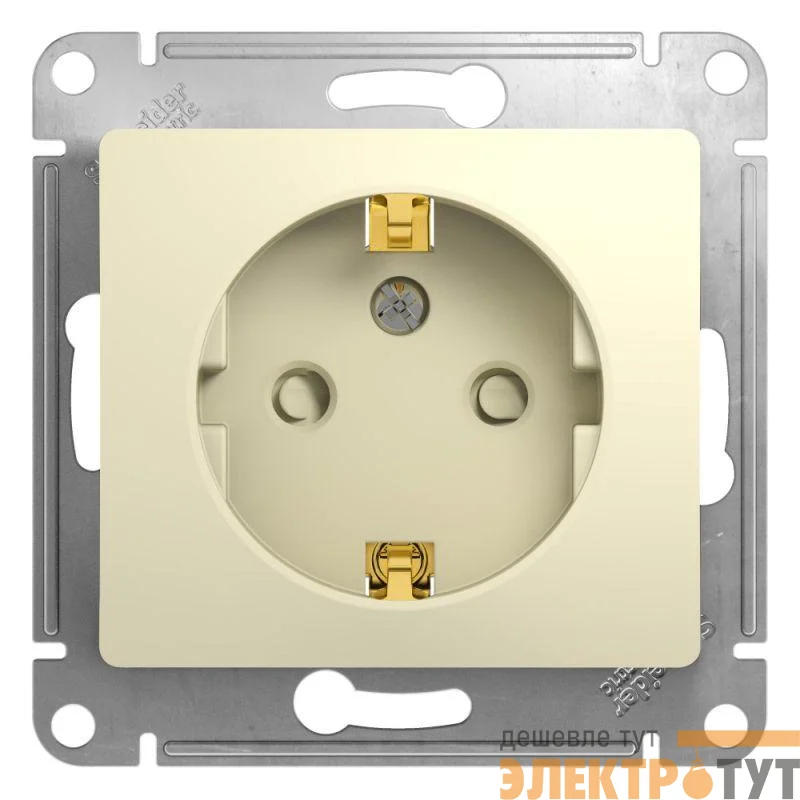 Розетка 1-м СП Glossa 16А IP20 с заземл. защ. шторки механизм беж. SE GSL000245