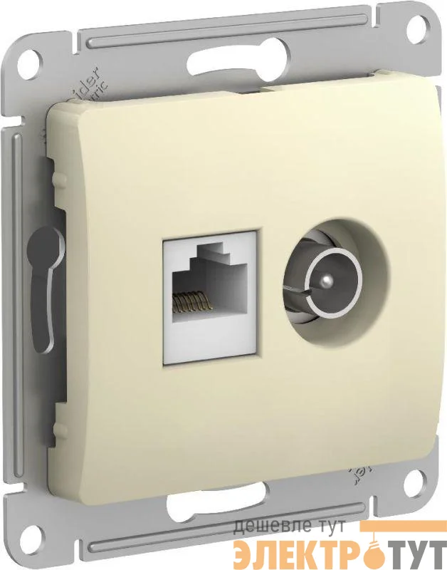 Розетка компьютерная + телевизионная 2-м Glossa RJ45 кат.5E + TV механизм беж. SE GSL000289