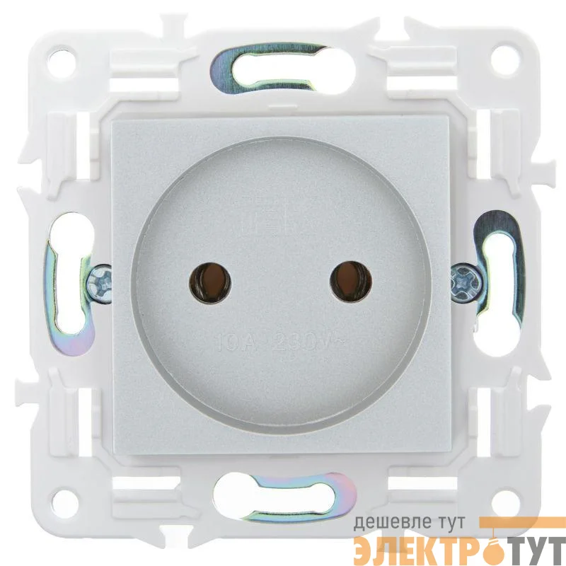 Розетка SKANDY 10А без заземл. без защ. шторок SK-R02S серебр. IEK SK-R10-10-K23