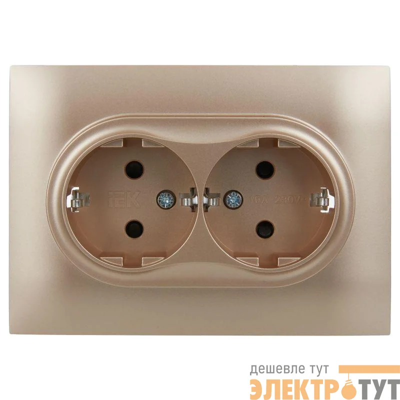 Розетка 2-м SKANDY 16А с заземл. защ. шторки в сборе SK-R07Sa песочн. IEK SK-R24-16-K98-F