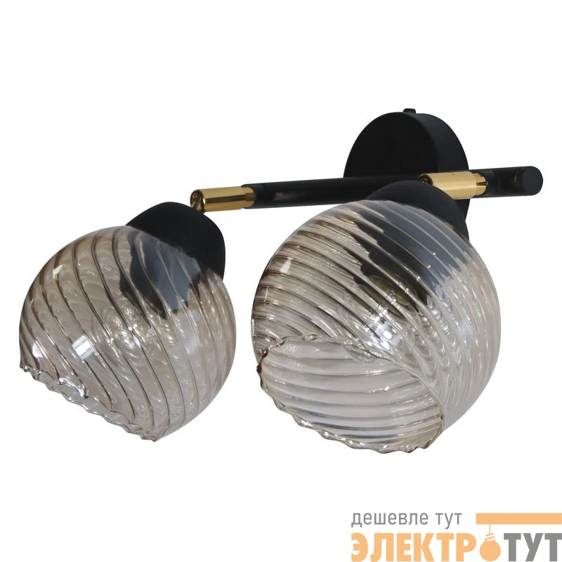 Светильник "Кристаль" 521 (плафон 8633) НББ 01-2х60-113 Е27 (ИМ) настенный черн. муар Элетех 1005405262