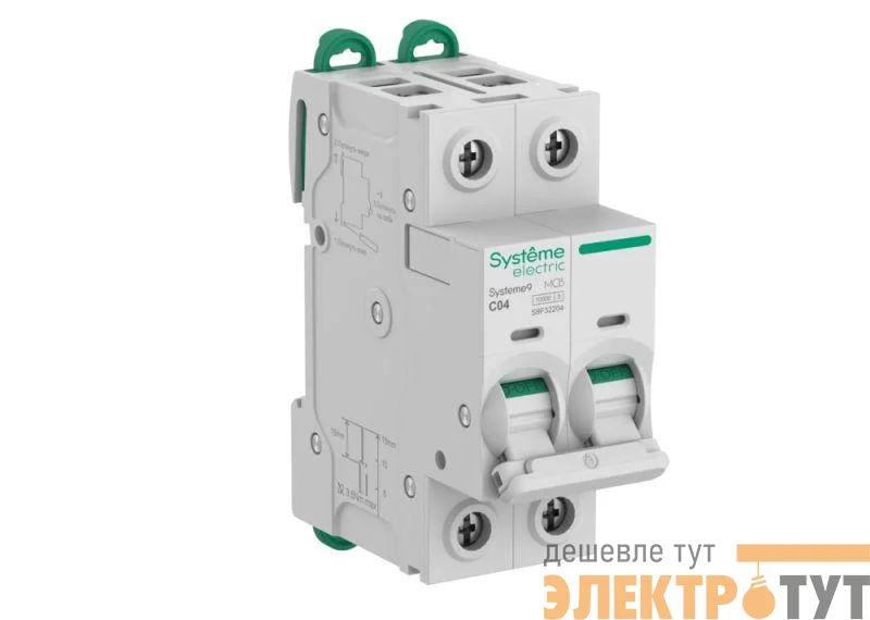 Выключатель автоматический 2п C 4А 10кА Systeme9 400В SE S9F32204