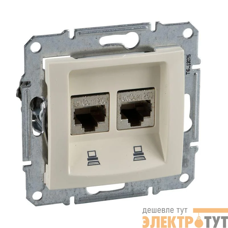 Механизм розетки комп. 1-м СП Sedna RJ45 + RJ45 беж. SchE SDN4400147
