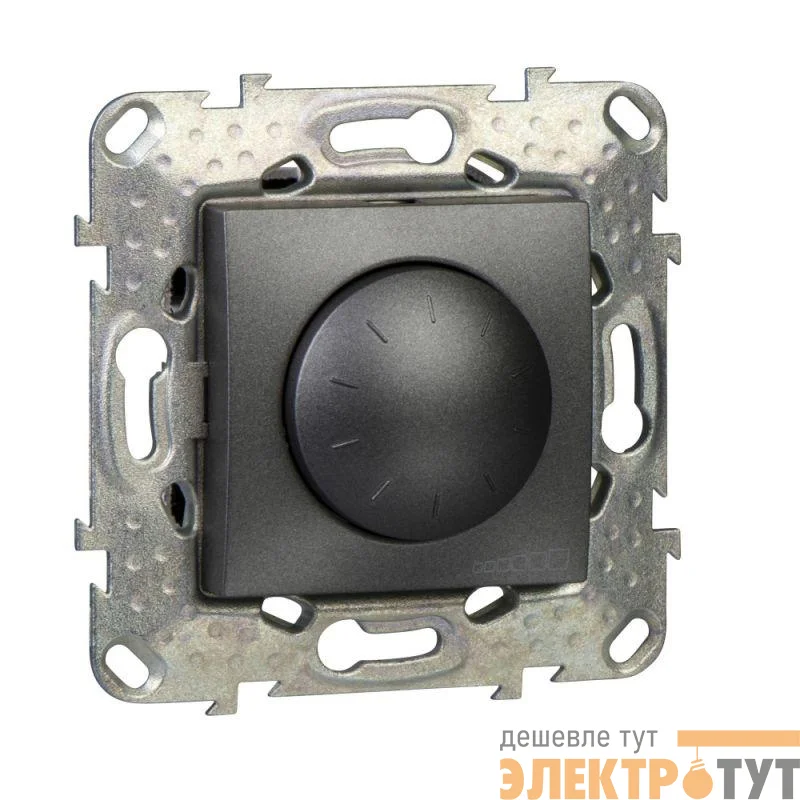 Светорегулятор (диммер) Unica LED поворотно-нажимной универс. 4-400Вт графит SchE MGU5.513.12