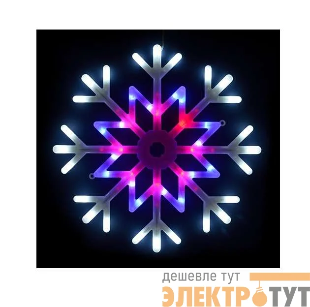 Гирлянда светодиодная "Снежинка" ULD-H4040-048/DTA MULTI IP20 SNOWFLAKE 48led 40х40см красный. синий. белый свет UNIEL UL-00001403