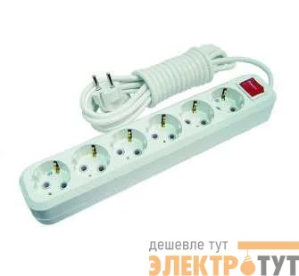 Удлинитель 6х5м с заземл. 16А IP20 с выкл. Makel MGP234