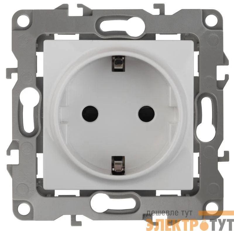 Розетка 1-м СП Эра12 12-2101-01 16А IP20 16AX 250В 2P+E Schuko механизм бел. Эра Б0014675