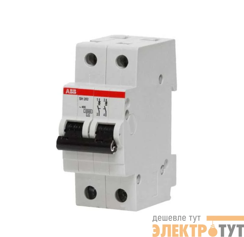 Выключатель автоматический модульный 2п C 50А 6кА SH202 C50 ABB 2CDS212001R0504