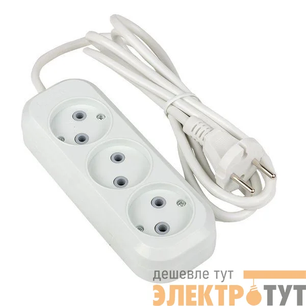 Удлинитель 3х2м без заземл. 10А IP20 Эксперт 2.2кВт ПВС 2х0.75 PROxima EKF UBA10-275-3-02