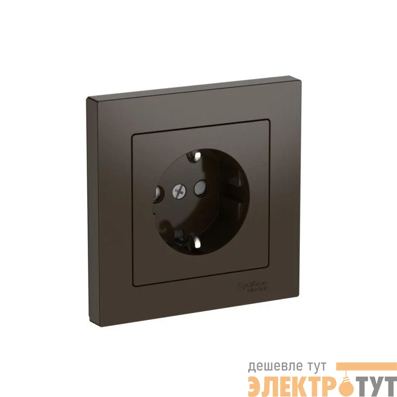 Розетка AtlasDesign 16А с заземл. защ. шторки быстрозажим. клем. в сборе мокко SE ATN000644S