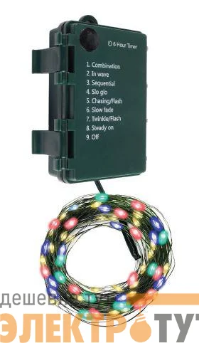 Гирлянда "Роса" DC-G06-50M 50 RGB microLED 5.1м. 8реж. (3хAA в компл.) ФАZА 5059641