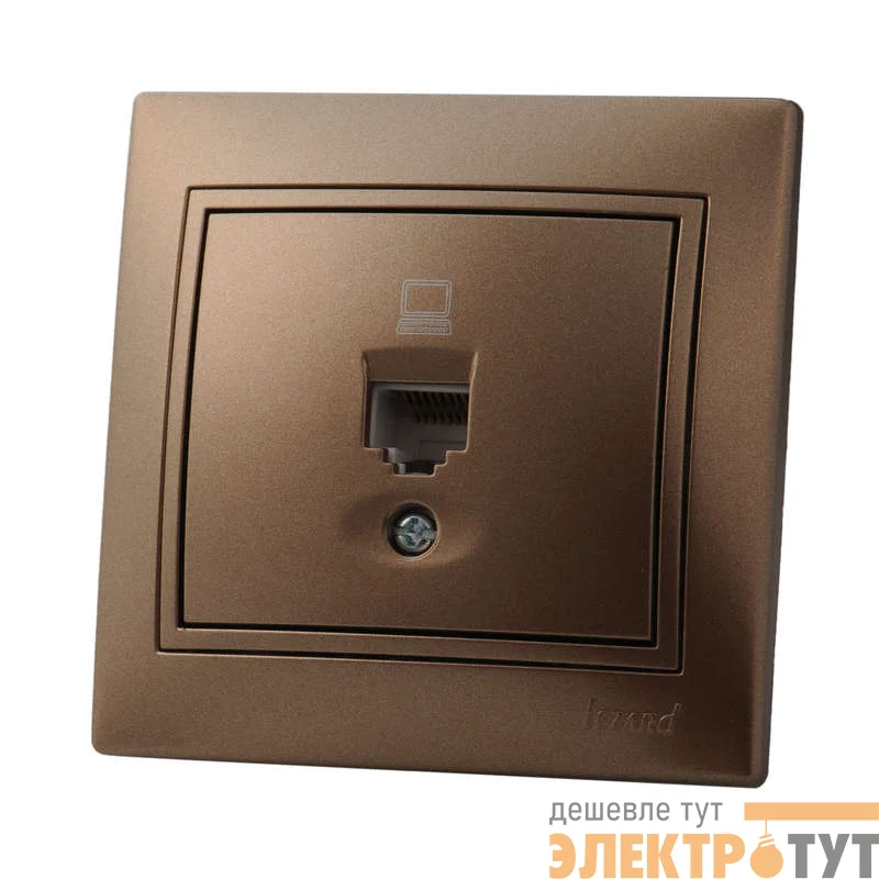 Розетка компьютерная 1-м СП Мира RJ45 свет. корич. перламутр Lezard 701-3131-139