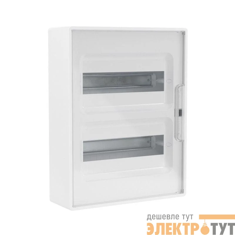 Щиток настенный 24мод. FRAME с прозр. дверцей с 4 шинами PEN (2шт на 8 отверст. и 2шт на 6 отверст.) бел. DKC F24W1WT