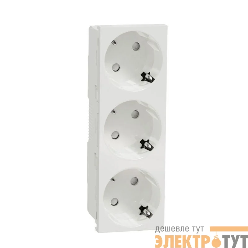 Розетка Unica Modular 45град. 2х2P+E защ. шторки безвинт. клеммы бел. SchE NU307618