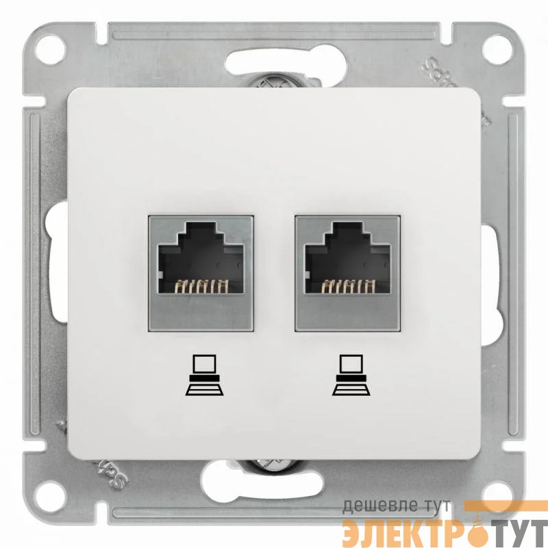 Розетка компьютерная 2-м Glossa RJ45 кат.5E механизм бел. SE GSL000185KK