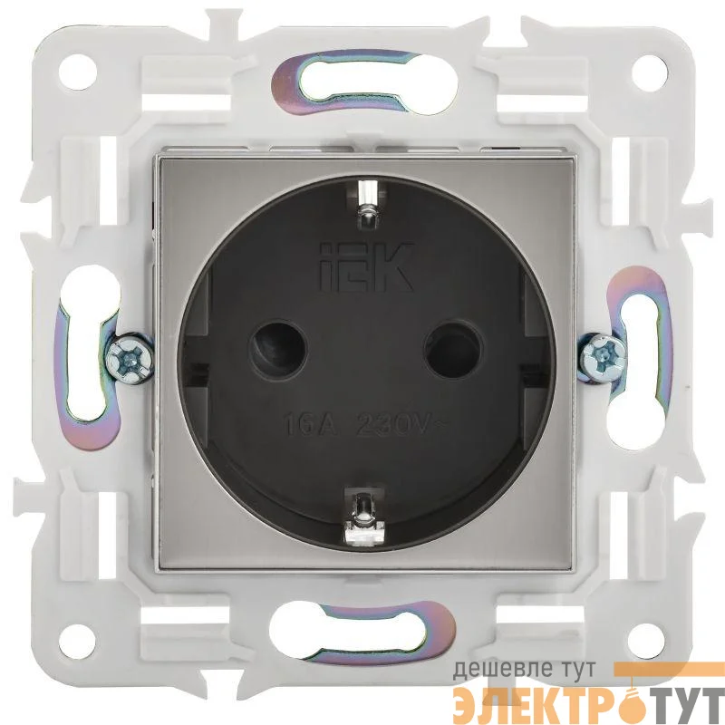 Розетка SKANDY 16А с заземл. защ. шторки SK-R04N никель IEK SK-R14-16-K50