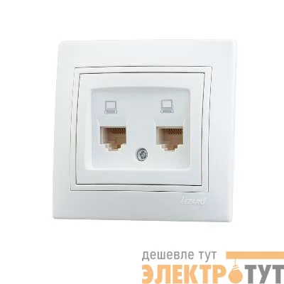 Розетка компьютерная 2-м СП Мира RJ45 бел./бел. Lezard 701-0202-141