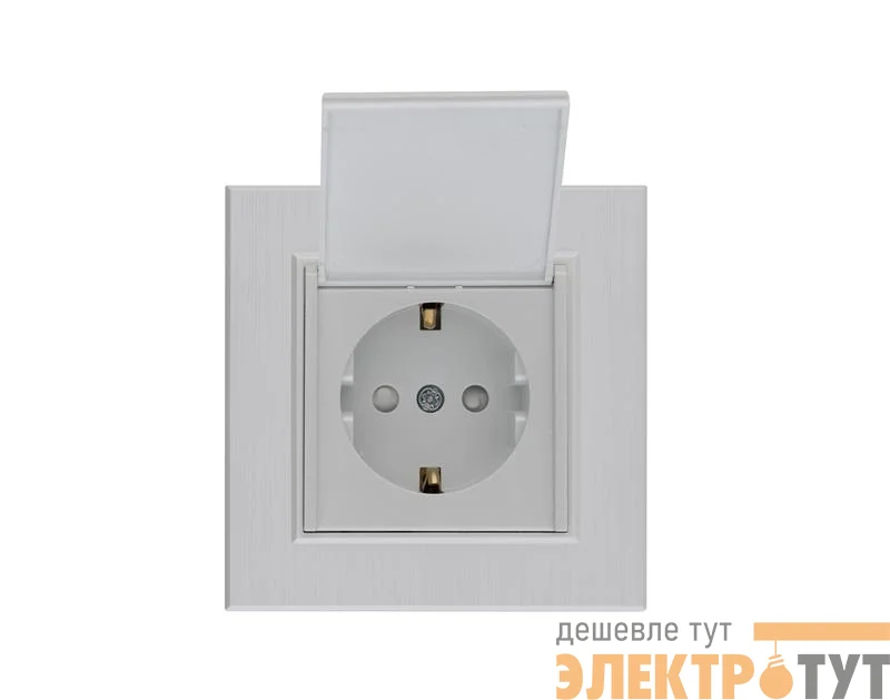 Розетка 1-м с крышкой Karea LINE STAR с заземл. жемчуж. Makel 86100029