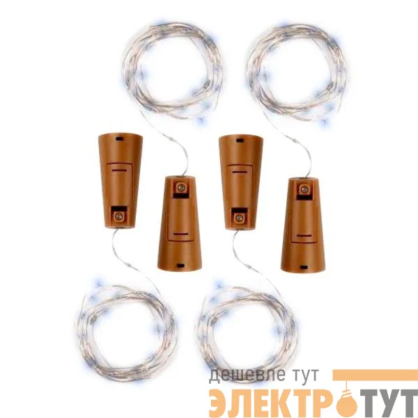 Гирлянда DC-G04-20WS4 пробки 20LED 3x(LR44/LR1154/AG13/G13) (в компл.) (уп.4шт) бел. ФАZА 5047952