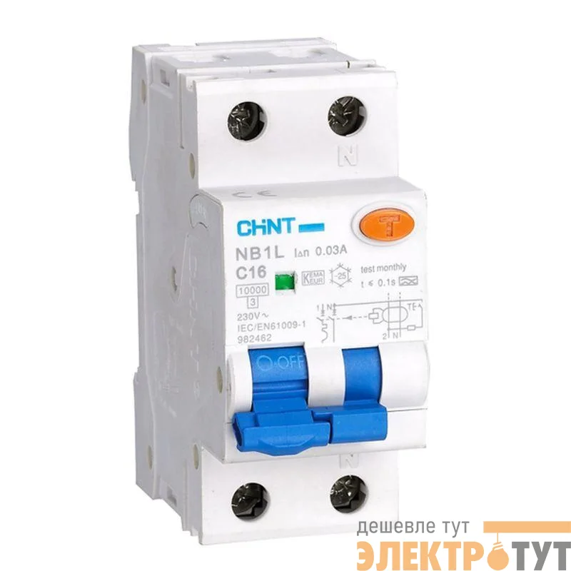 Выключатель автоматический дифференциального тока 1п+N C 25А 30мА тип AC 10кА NB1L (36мм) (R) CHINT 203109