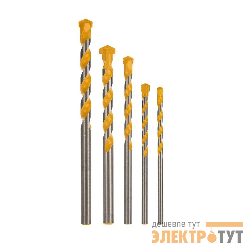 Набор сверл по бетону 4-5-6-8-10мм пластик. кейс Kranz KR-91-0411