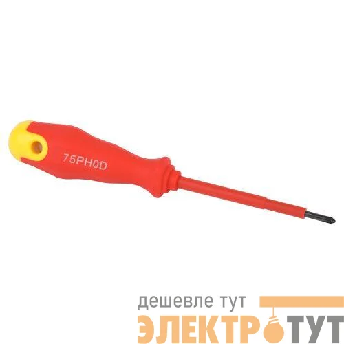 Отвертка PH0х75мм крестовая диэлектрическая до 1000В двухкомпонентн. рукоятка ЭРА Б0055871