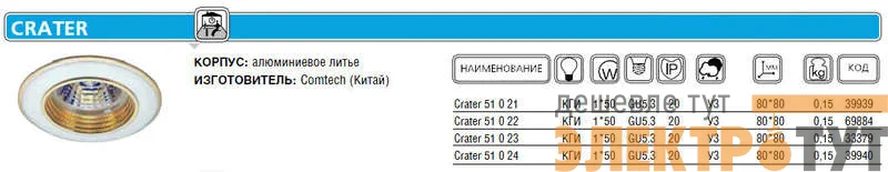 Светильник Crater 51 0 22 Комтех P00273/2