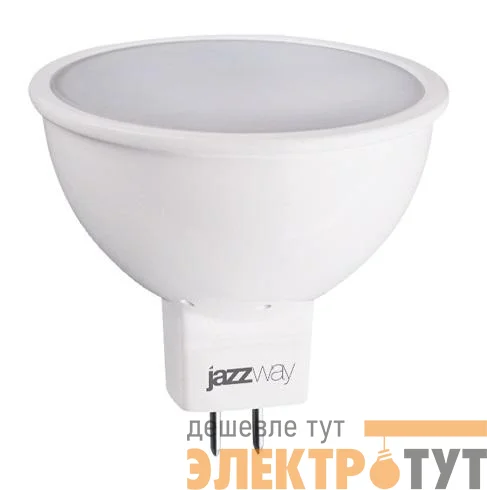 Лампа светодиодная PLED-ECO 5Вт JCDR MR16 рефлектор матовая 3000К тепл. бел. GU5.3 400лм 230В 50Гц JazzWay 1037077A