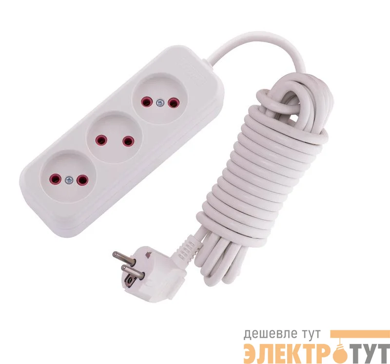 Удлинитель 3х5м без заземл. 10А IP20 Lila LEZARD 720-0305-303