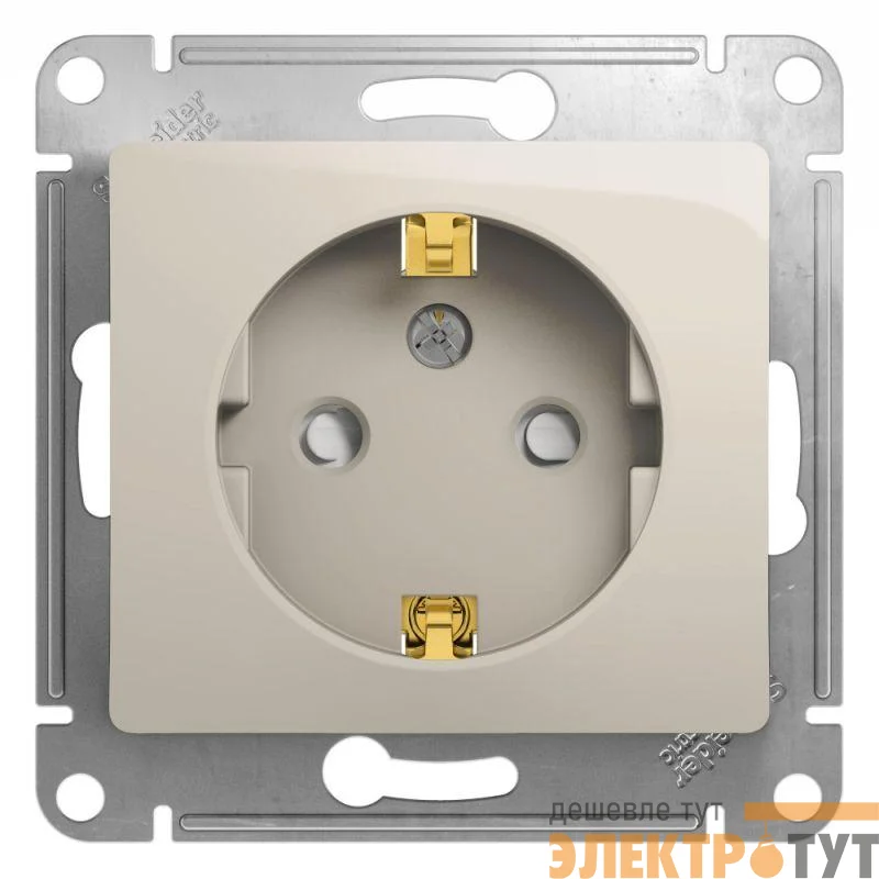Механизм розетки 1-м СП Glossa 16А IP20 250В с заземл. защ. шторки молоч. SchE GSL000945