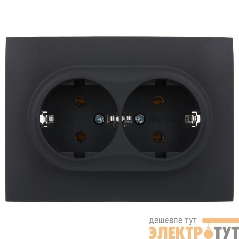 Розетка 2-м SKANDY 16А с заземл. без защ. шторок в сборе SK-R08G графит IEK SK-R21-16-K53-F