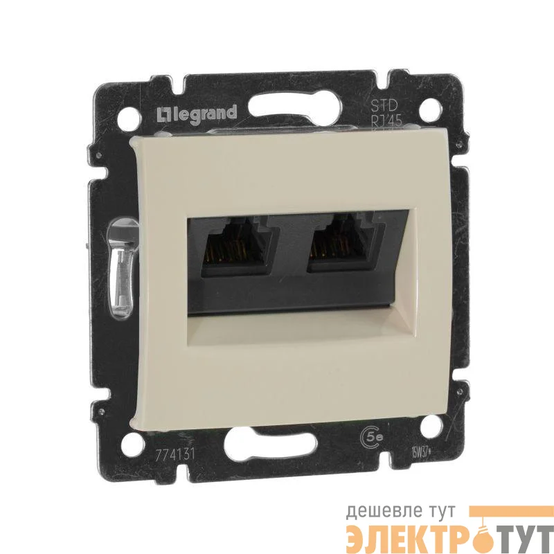 Механизм розетки информ. 2-м СП Valena RJ45 + RJ45 5Е UTP сл. кость Leg 774131