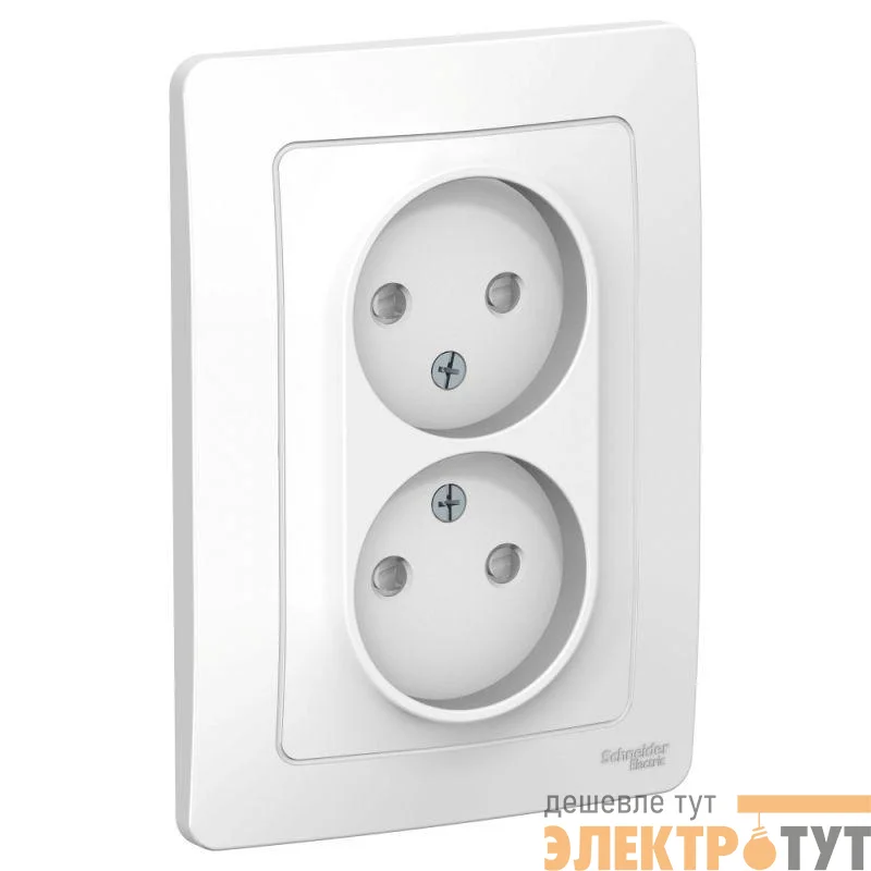 Розетка 2-м СП BLANCA 16А 250В защ. шторки без заземл. бел. SchE BLNRS000121