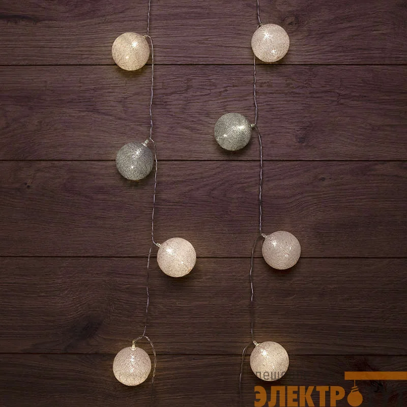 Фонарики тайские "Вельвет" 3.5м 20LED тепл. бел. питание 2хАА (батарейки не в комплекте) провод прозр. ПВХ NEON-NIGHT 303-087