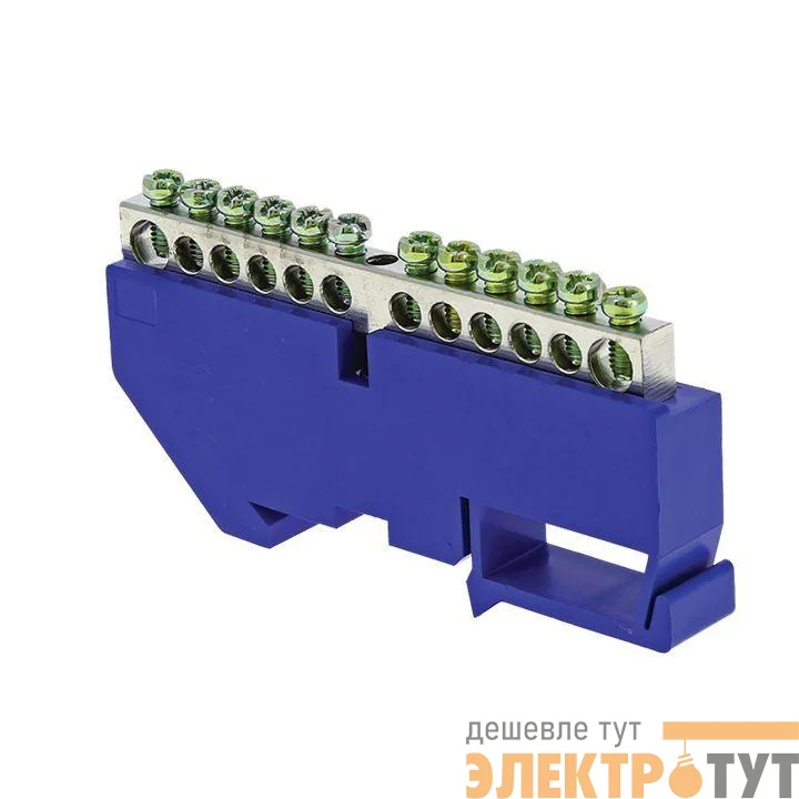 Шина нулевая N 6х9 14 отверст. цинк син. изолятор на DIN-рейку PROxima EKF sn1-63-14-d