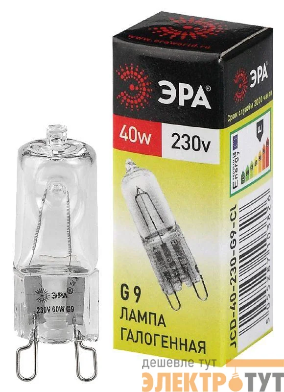 Лампа галогенная G9-JCD-40-230V-Cl 40Вт капсула G9 230В Эра C0027378