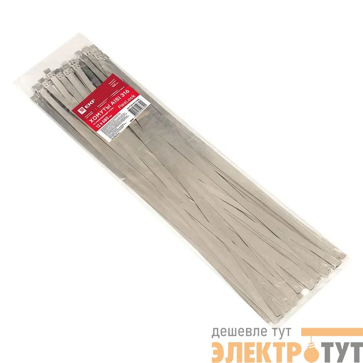 Хомут AISI 316 12х680 нерж. сталь FlexLock (уп.100шт) PROxima EKF plc-fl-tss-316-12x680