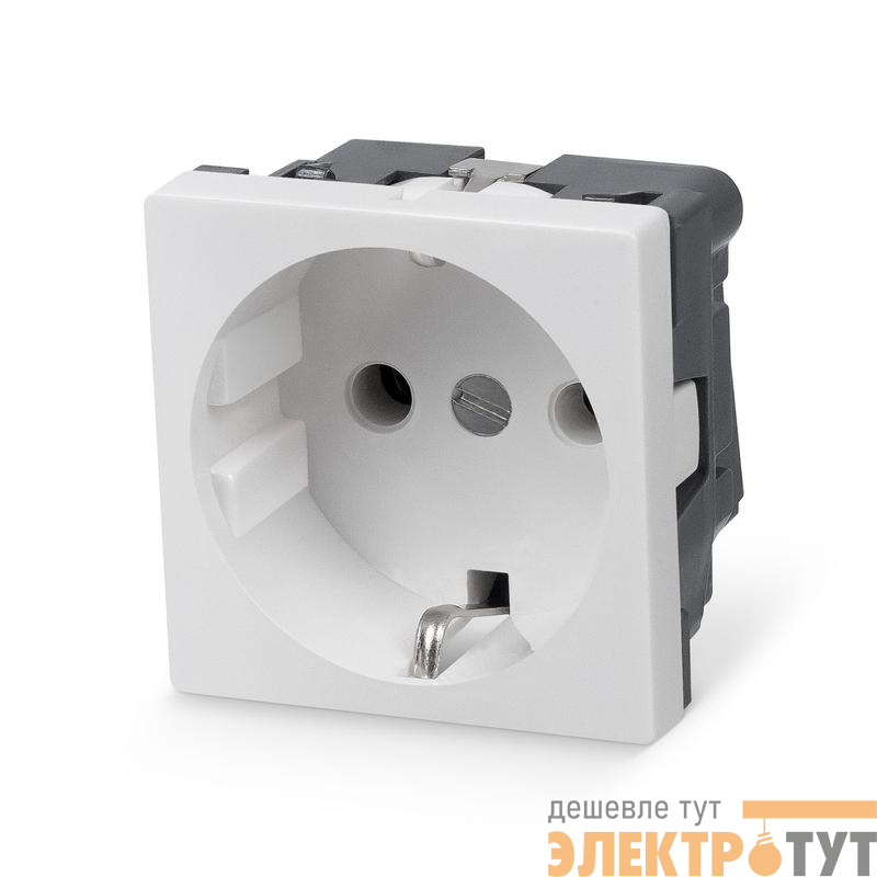 Розетка Mosaic 45х45 ME45-WH 16А 2P+E немецк. стандарт в сборе бел. Cabeus 10103c