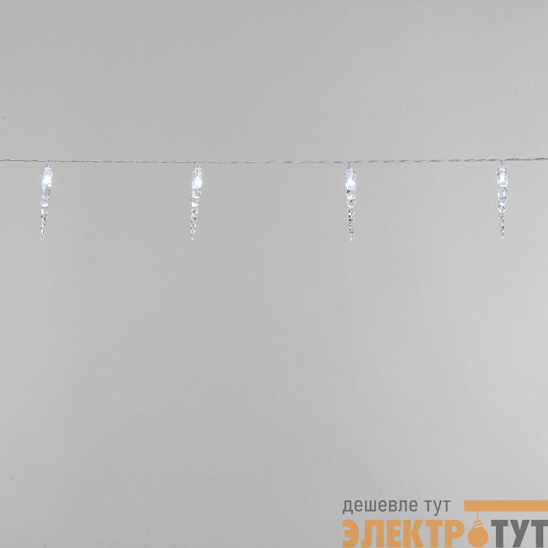 Гирлянда светодиодная "Сосульки" 1.5м 10LED бел. 0.1Вт IP20 провод ПВХ прозр. элементы питания 2хAA (не в компл.) Neon-Night 303-094