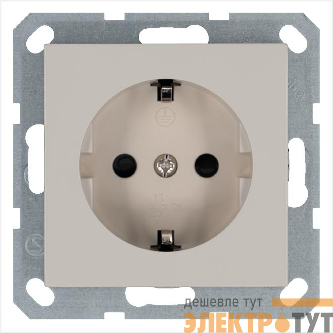 Розетка 1-м Shuko 16А IP20 с заземл. защ. шторки механизм тауп Jasmart G5501T