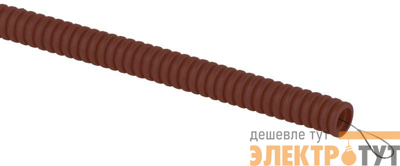 Труба гофрированная легкая ПВХ d16мм с протяжкой дуб (уп.25м) Эра Б0043214