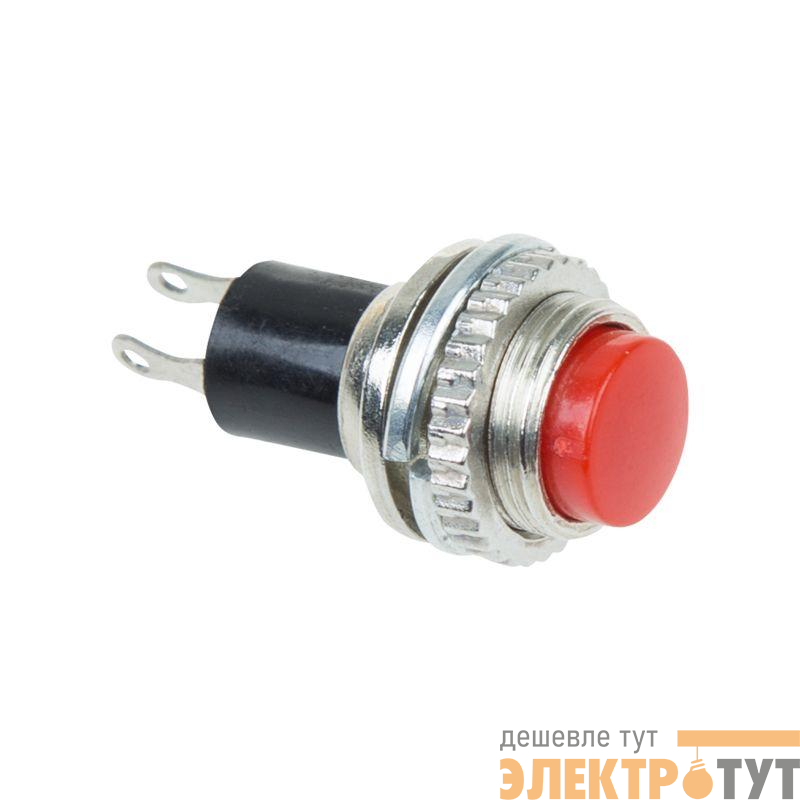 Выключатель-кнопка металл 220В 2А (2с) OFF-(ON) d10.2 красн. Mini (RWD-213) Rexant 36-3331