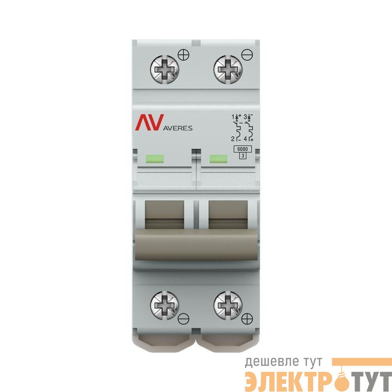 Выключатель автоматический модульный 2п C 16А 6кА AV-6 AVERES EKF mcb6-DC-2-16C-av