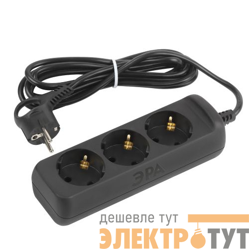 Удлинитель 3х5м с заземл. 10А ПВС 3х0.75 черн. UX-3e-5m-B Эра Б0057723