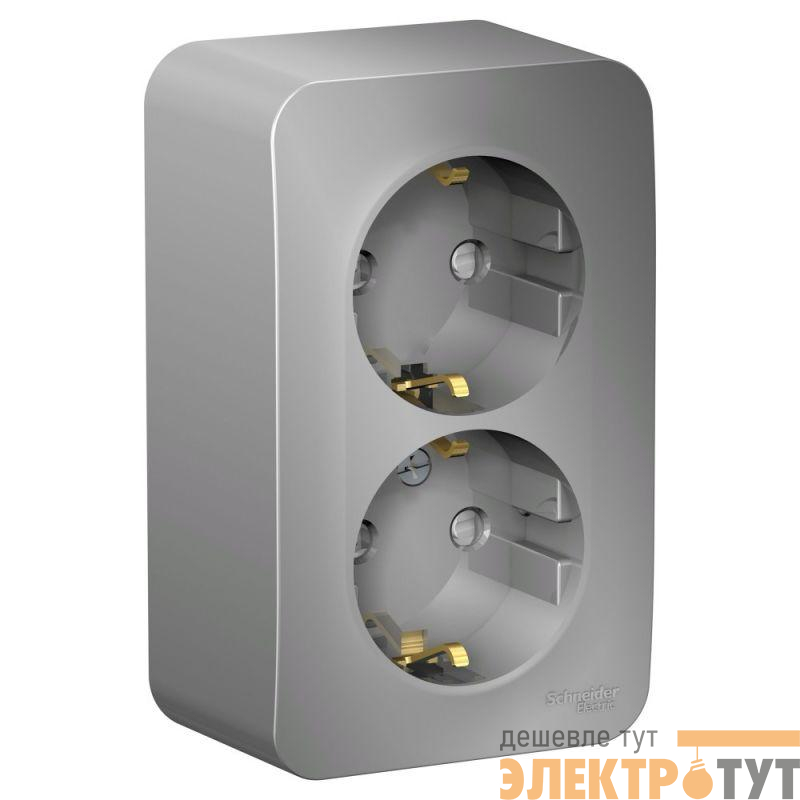 Розетка 2-м ОП Blanca 16А IP20 250В с заземл. защ. шторки с изолир. пластиной алюм. SE BLNRA011213